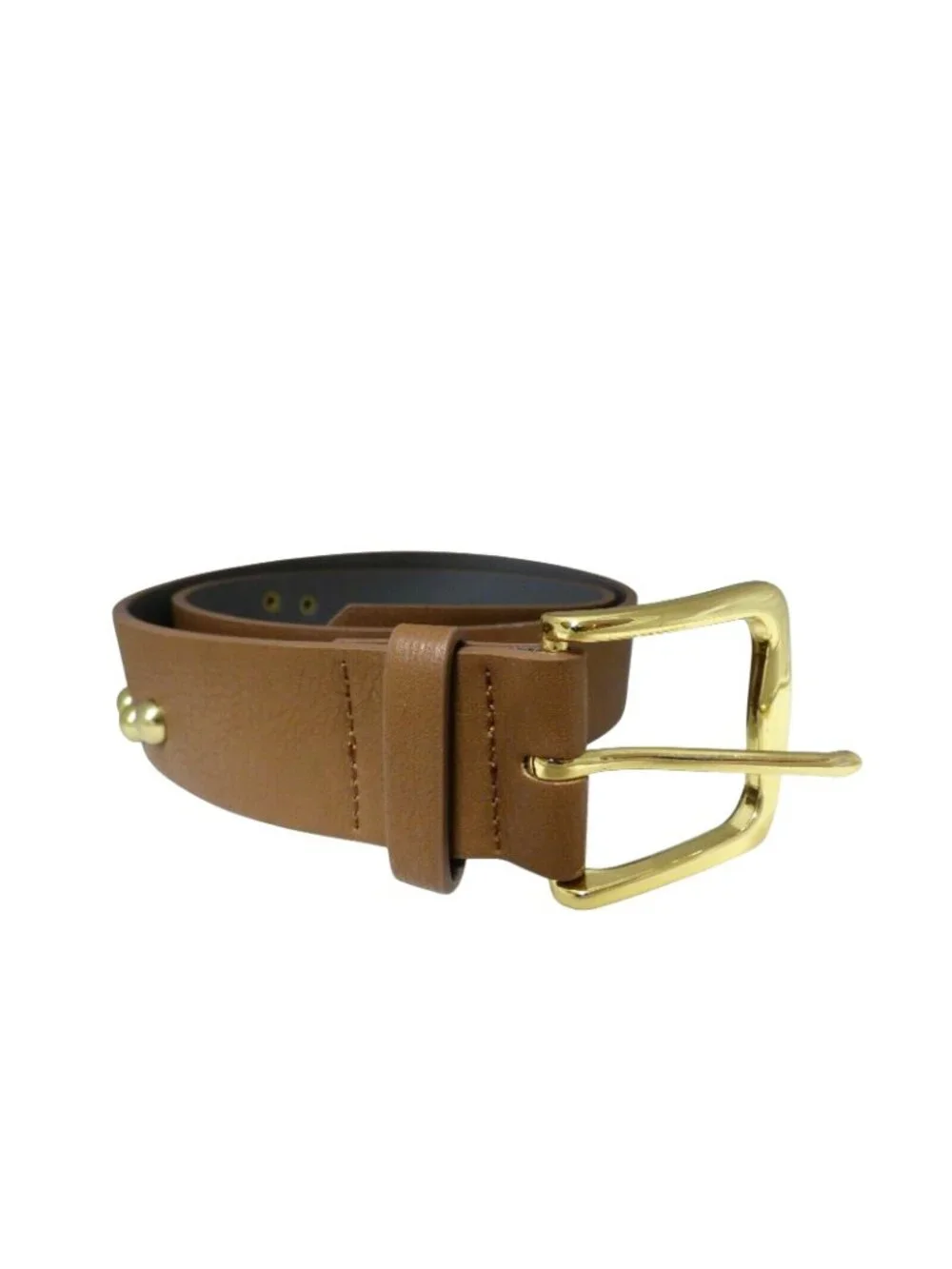 Kenneth Cole Reaction Women’s Rivet embellished 2.5”leather belt, Brown, Sz. M
